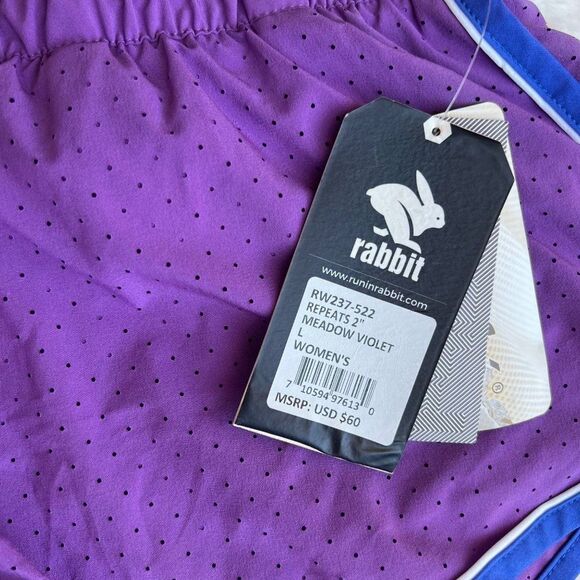 Rabbit Running Women's Repeats 2" Meadow Violet Size Large NWT - Picture 5 of 5